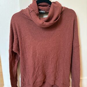 Express Women's Warm Terracotta Cowl Neck Sweater
